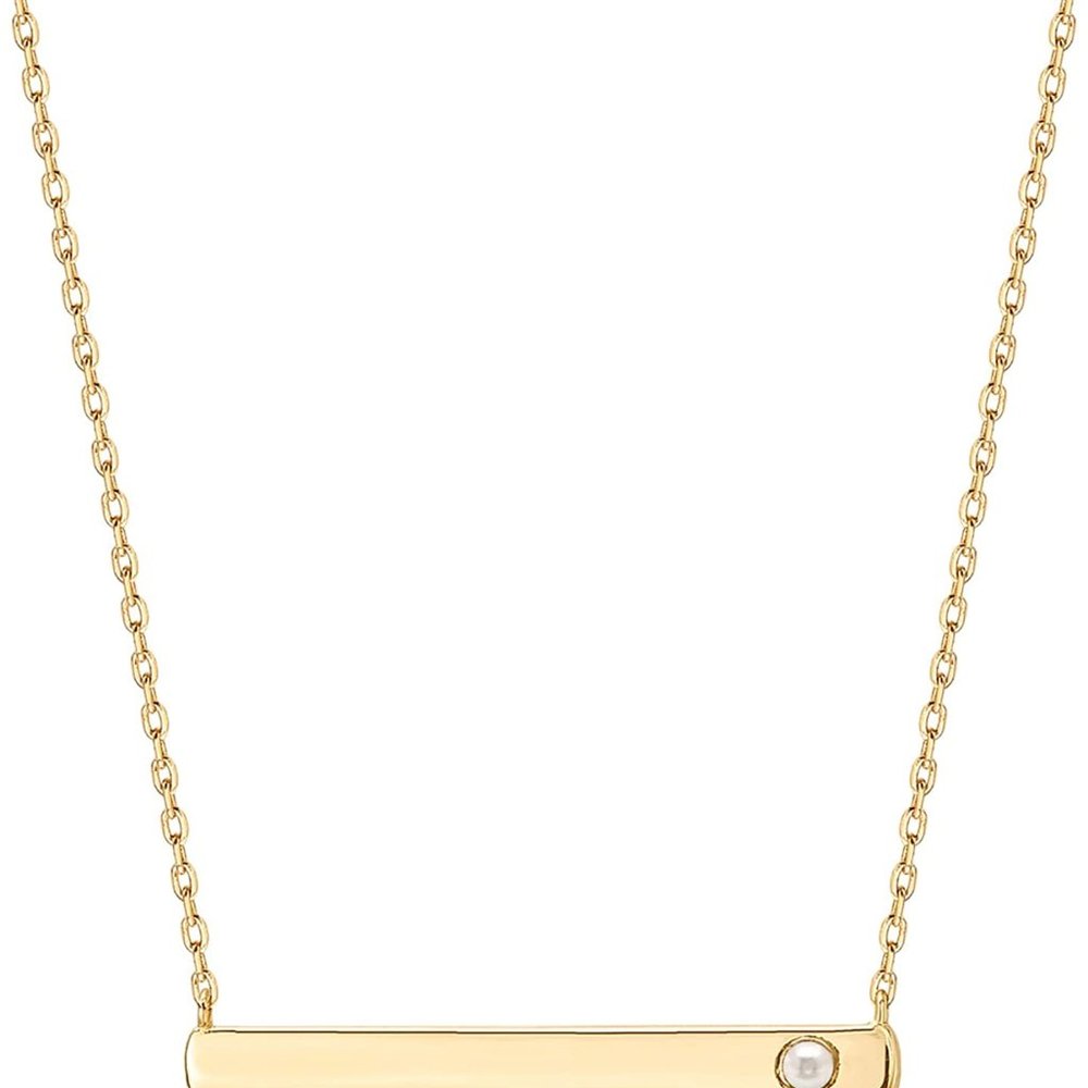 14K Gold Plated Crystal Birthstone Bar Necklace | Dainty Necklace | Gold - Picture 10 of 16
